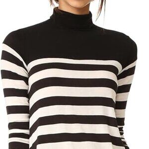 VELVET BY GRAHAM & SPENCER Women's Lux Gauze Stripe Turtleneck